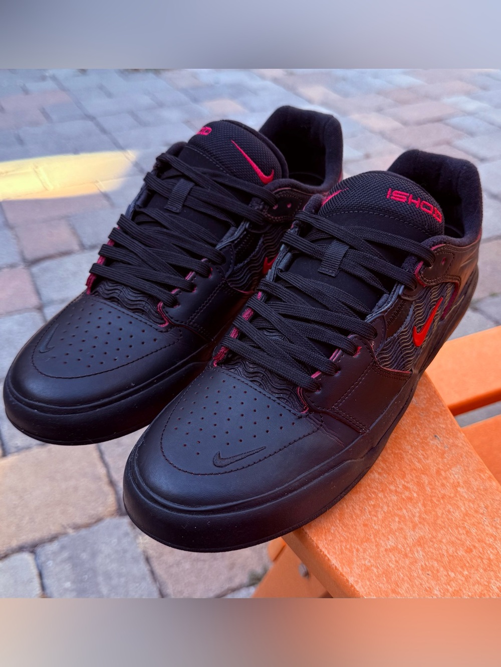 Men’s Nike SB Ishod Wair Skateboard Sneakers - Black University Red US Size 10.5